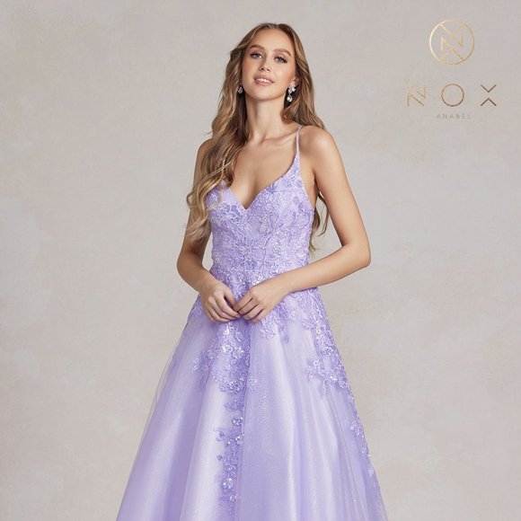 NEW OFF THE SHOULDER A-LINE EMBROIDERED SEQUIN DRESS WITH LACE UP BACK NX E1178 - Picture 1 of 9